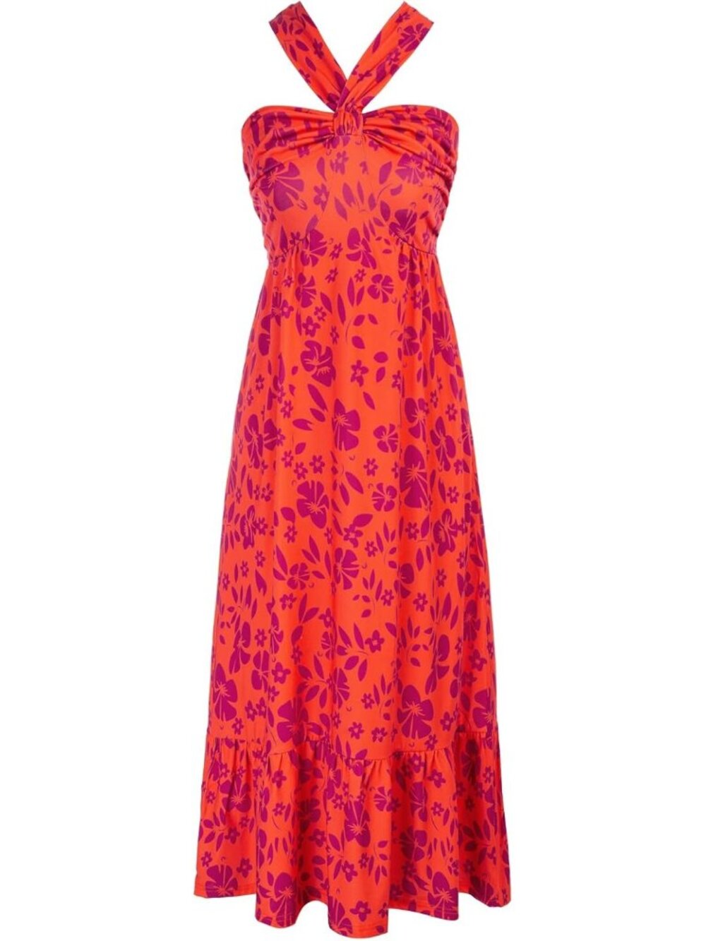 Women's Maxi Dress Orange Purple Halter Neck Sleeveless A LINE Summer Comfort